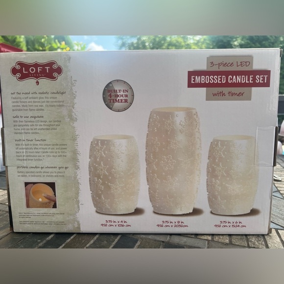 NWT-❄️❄️Loft Living 3 Piece LED Embossed Candle Set with Timer.❄️❄️ - Picture 5 of 5